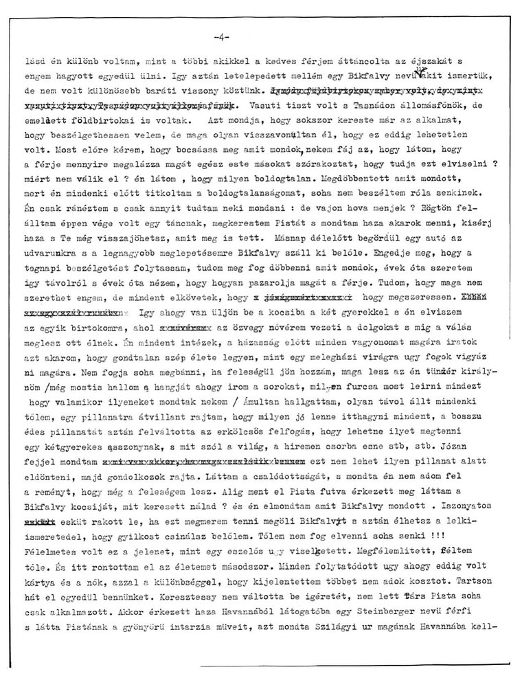 The fourth typed page, numbered 4, with several cancelled lines in the upper half.